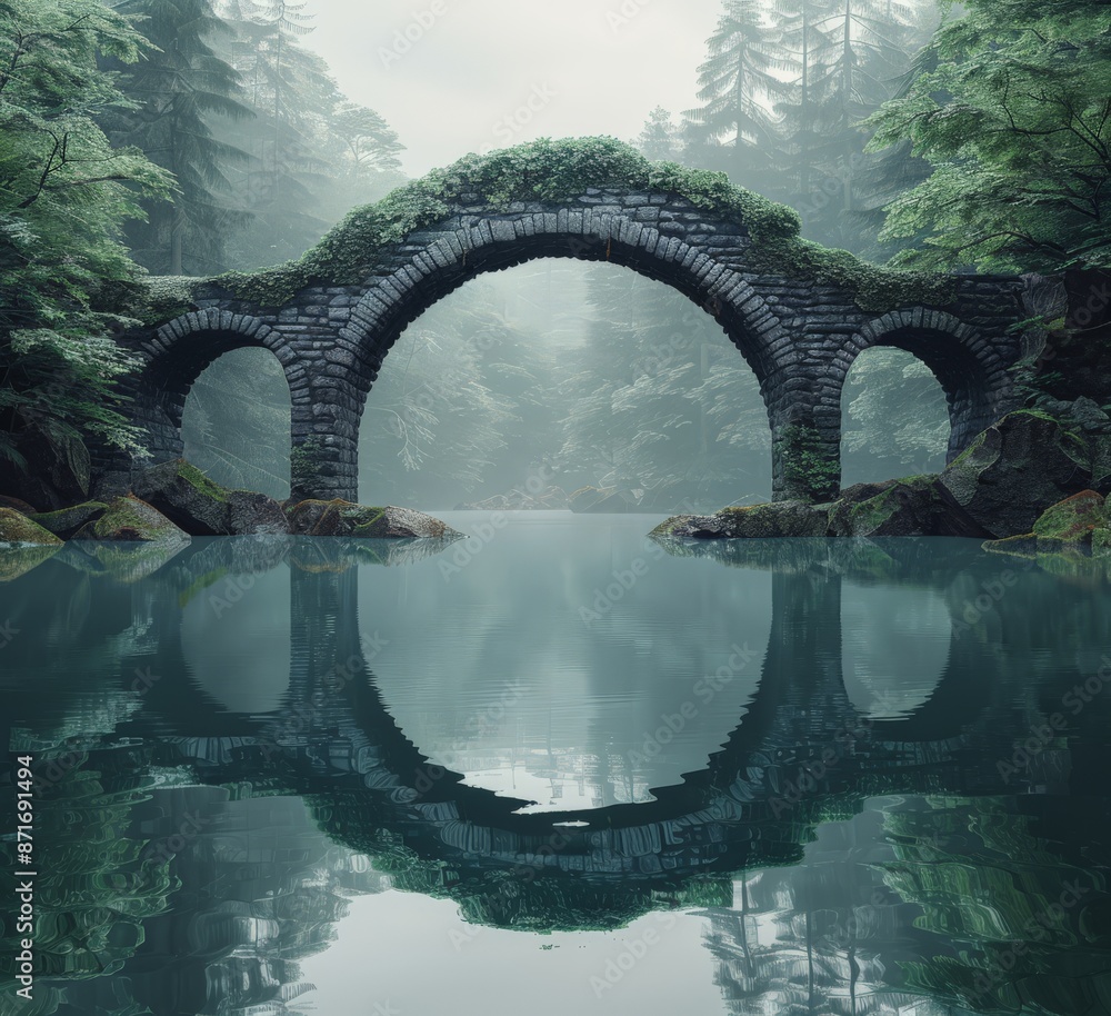Fototapeta premium A jungle arch stone over the river. 