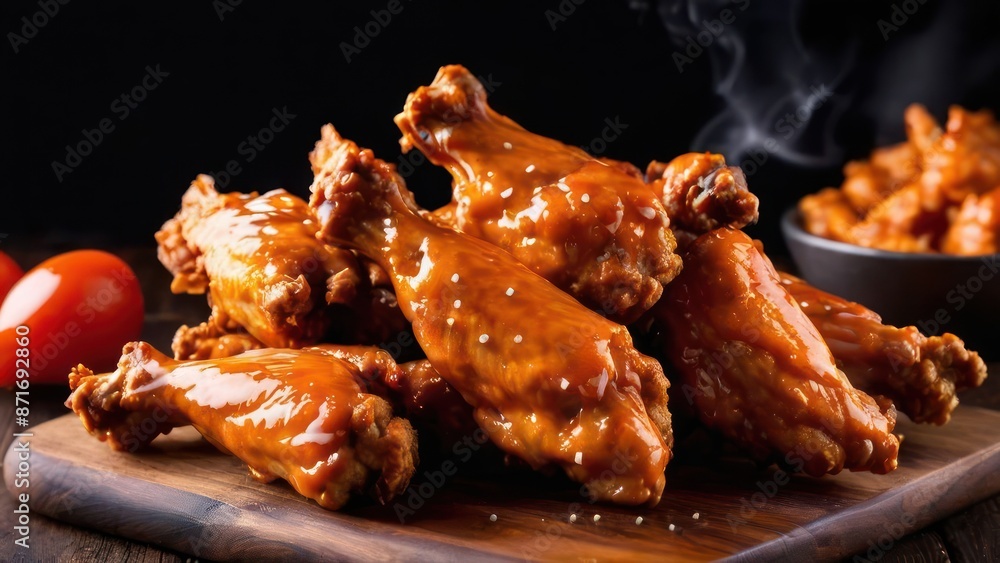 Artisanal Chicken Wings, Barbecue Flavor, Evening Delicacy Artisanal Chicken Wings, Barbecue Flavor, Evening Delicacy
