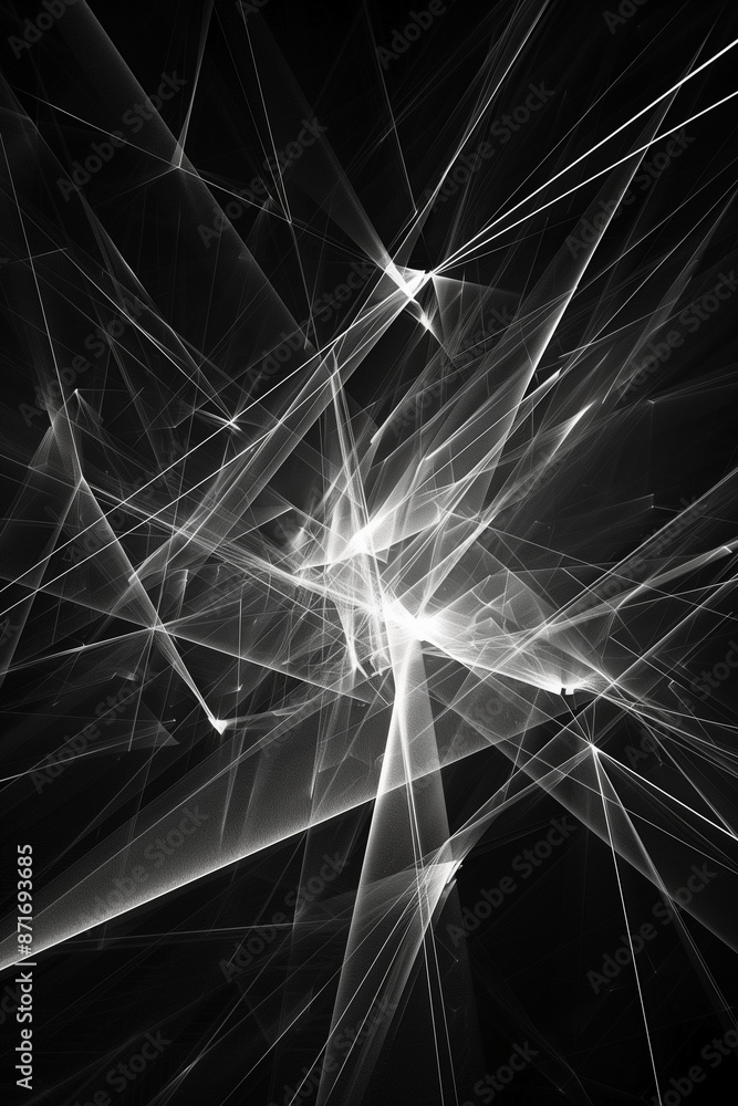 abstract geometric pattern with white lines on black background, intricate and dynamic design abstract geometric pattern with white lines on black background, intricate and dynamic design