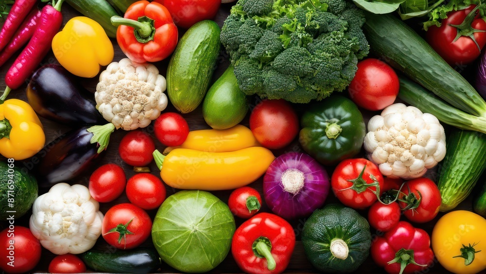 Fresh Vegetable Harmony, A Vibrant Display of Nature's Palette Fresh Vegetable Harmony, A Vibrant Display of Nature's Palette