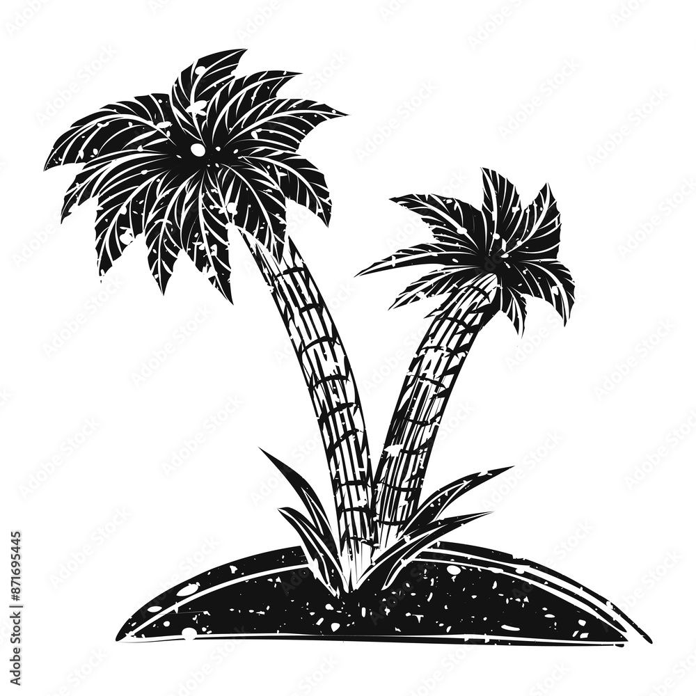 Obraz premium Png vintage summer island illustration, transparent background