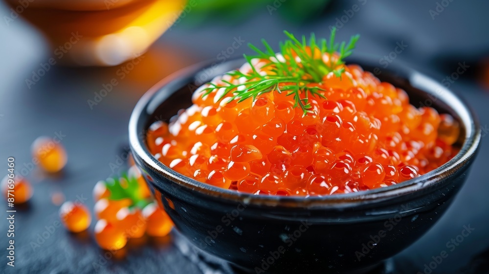 Dillflavored salmon roe, herbaceous and rich Dillflavored salmon roe, herbaceous and rich