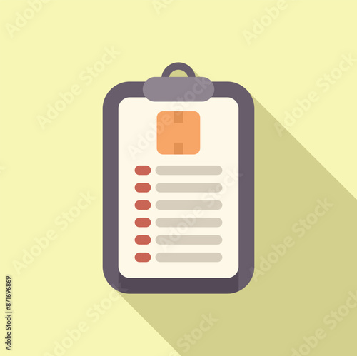 Clipboard showing delivery checklist with cardboard box icon, concept of parcel tracking