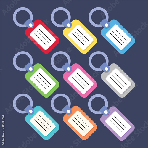 Colorful Rectangular Key Chain Vector Illustration