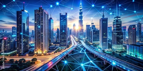 Wallpaper Mural Futuristic cityscape with AI-powered technology and advanced infrastructure, generative ai Torontodigital.ca