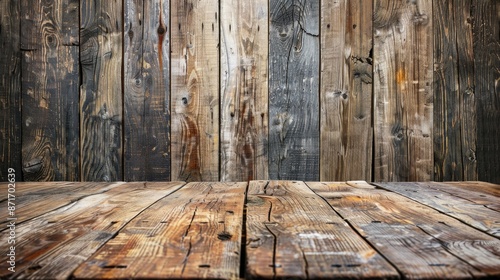 Vintage wooden boards with copy space for design viewed from the front