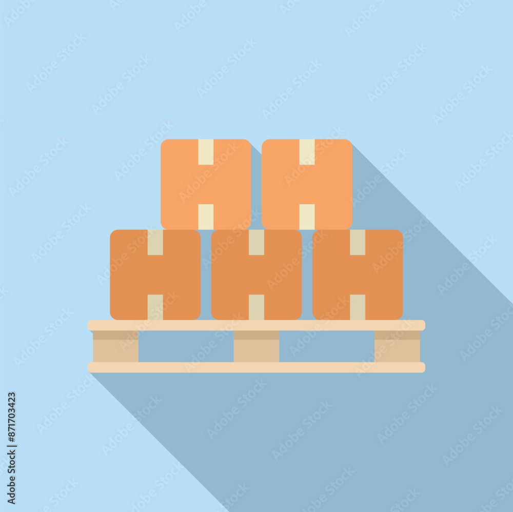 Five cardboard boxes stacked on a wooden pallet, representing concepts like shipping, logistics and delivery Five cardboard boxes stacked on a wooden pallet, representing concepts like shipping, logistics and delivery