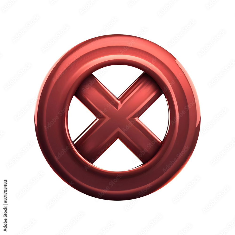 Shiny Red X Sign on Black Surface Shiny Red X Sign on Black Surface