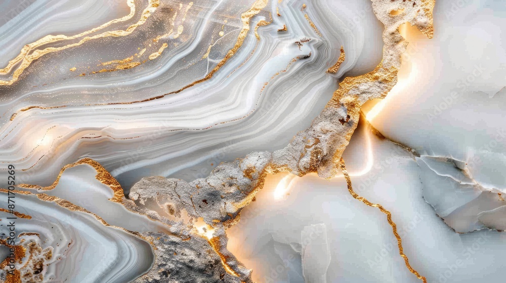 Marble texture with intricate veining in shades of white, gray, and gold Marble texture with intricate veining in shades of white, gray, and gold