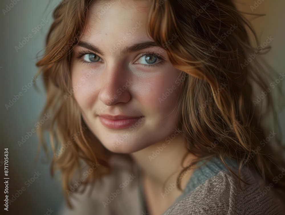 intimate portrait of a woman with soft loving gaze gentle smile warm eyes filled with affection soft diffused lighting enhances tender mood delicate features and skin tones intimate portrait of a woman with soft loving gaze gentle smile warm eyes filled with affection soft diffused lighting enhances tender mood delicate features and skin tones