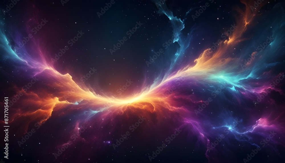 Fototapeta premium Universe abstract background with matellic colours behind dark