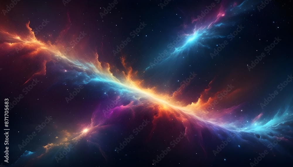 Obraz premium Universe abstract background with matellic colours behind dark