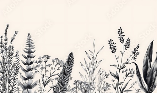 Wallpaper Mural Black and White Floral Illustration Torontodigital.ca