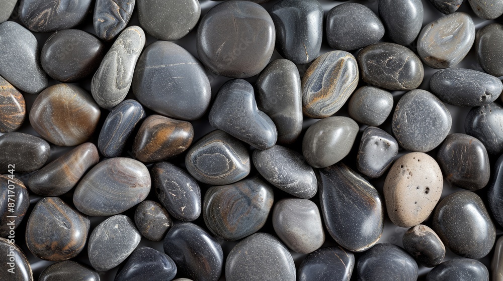 Smooth pebble texture with rounded stones in varying shades Smooth pebble texture with rounded stones in varying shades