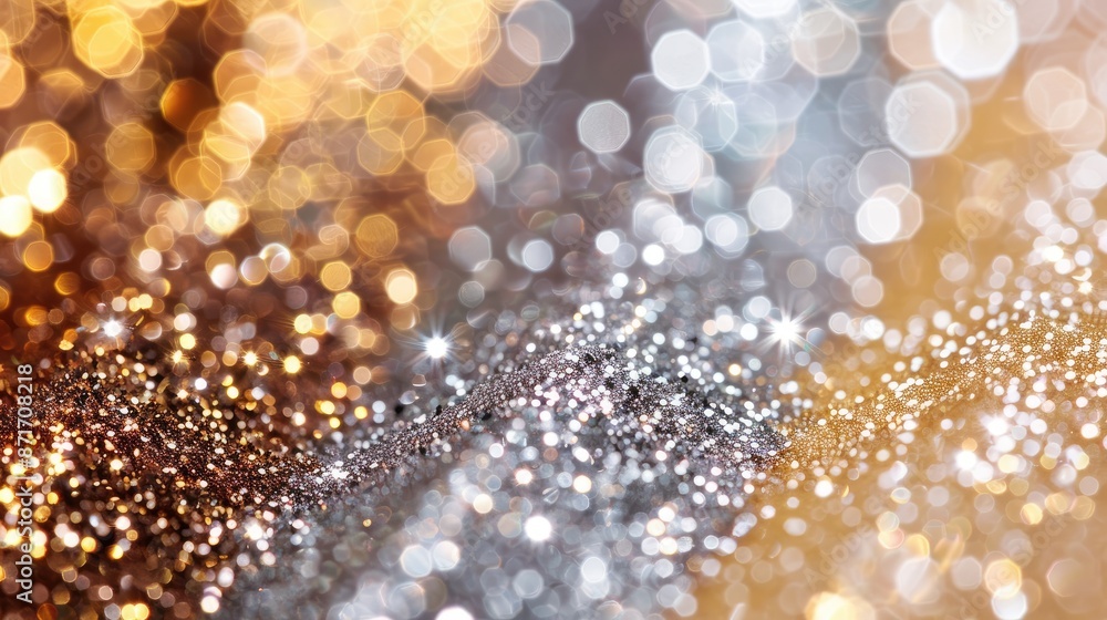 Sparkling glitter texture in various shades of gold and silver