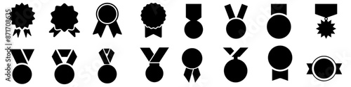 Medal template icon vector set. Award shape illustration sign collection. Medal laser cutting symbol or logo.