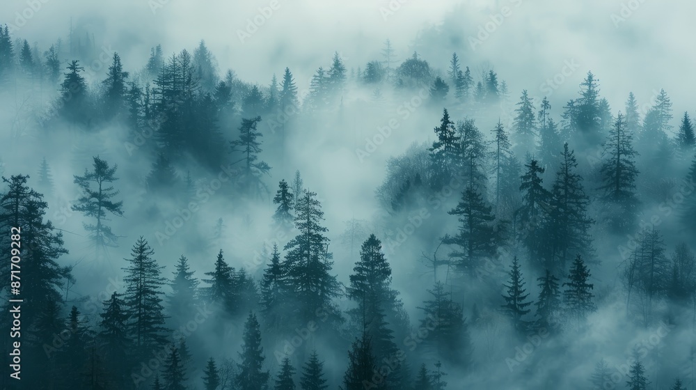 Obraz premium Misty forest landscape