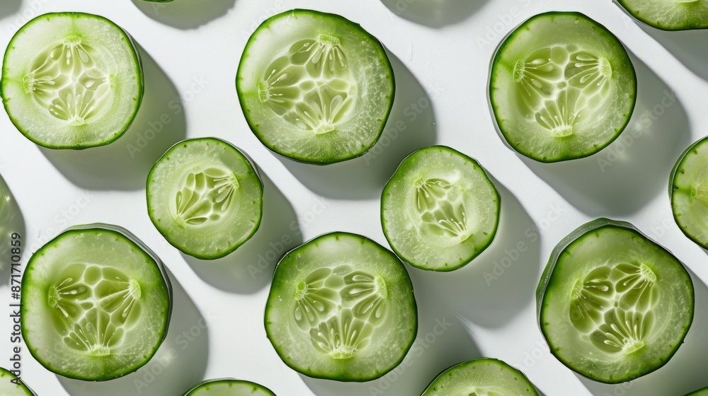 Cucumber slices on white background Cucumber slices on white background