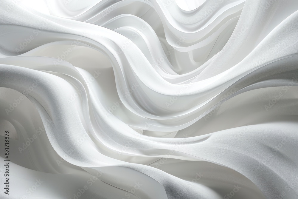 The image is a white, abstract piece of art that features a wave-like pattern The image is a white, abstract piece of art that features a wave-like pattern