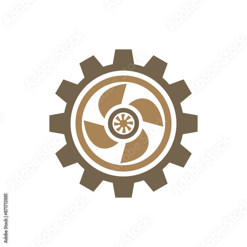 Simple and modern propeller gear logo vector. Suitable for any industry, especially those related to technology, repair, tool and equipment manufacturing, mechanics and many more.