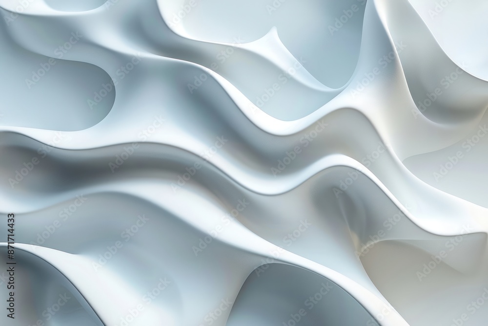 Obraz premium The image is a white and blue abstract painting of a wave