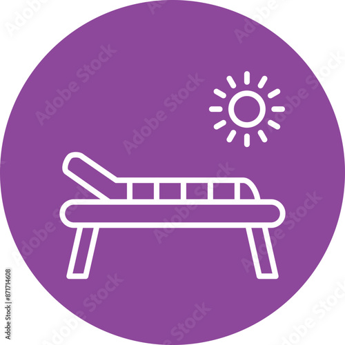 Sunbed line circle icon