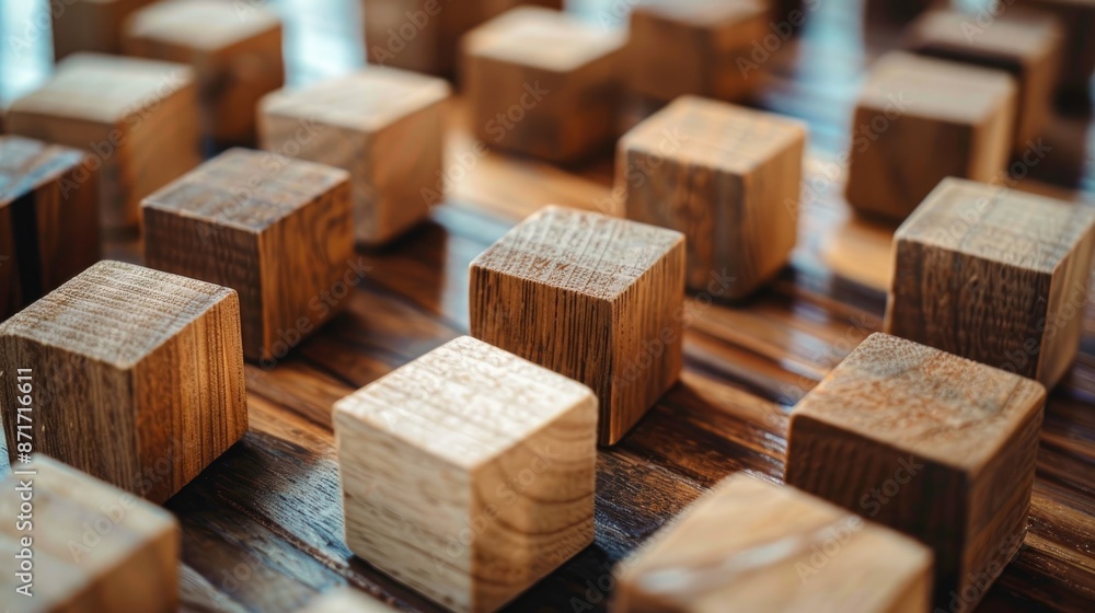 Wooden blocks with name inscriptions for branding and marketing purposes Wooden blocks with name inscriptions for branding and marketing purposes