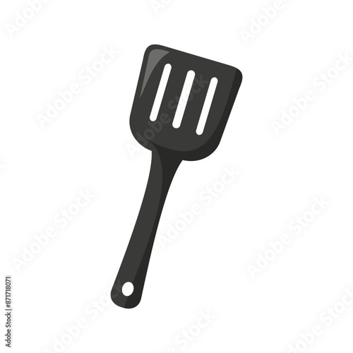 Black spatula illustration perfect for kitchen tools, cooking utensils, culinary blogs, recipe websites, and cookware advertisements
