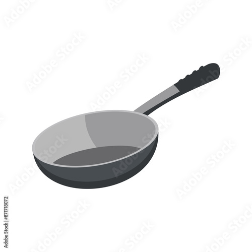 Gray frying pan with a black handle suitable for kitchen related designs, cooking blogs, and culinary themed social media posts, versatile and modern