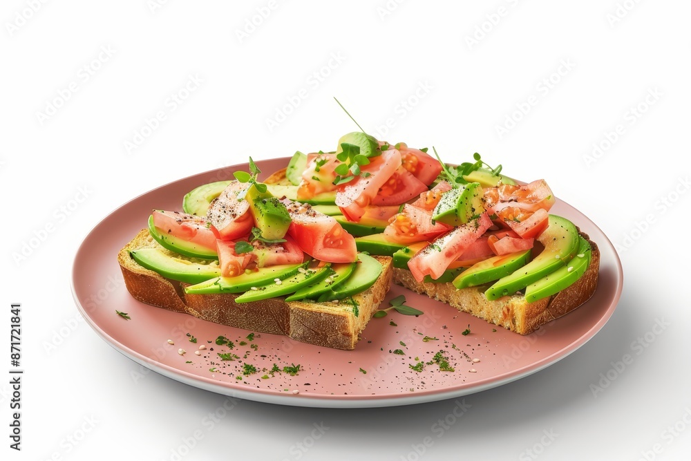 A plate of healthy sandwiches on white background A plate of healthy sandwiches on white background