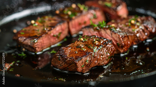  The steak is allowed to marinate for at least 30 minutes, allowing the honey to penetrate and flavor the meat.