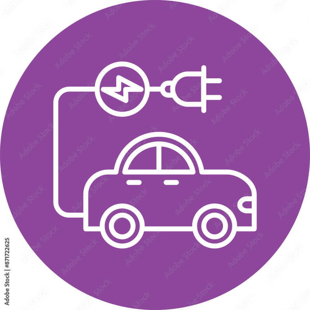 Electric Car line circle icon Electric Car line circle icon