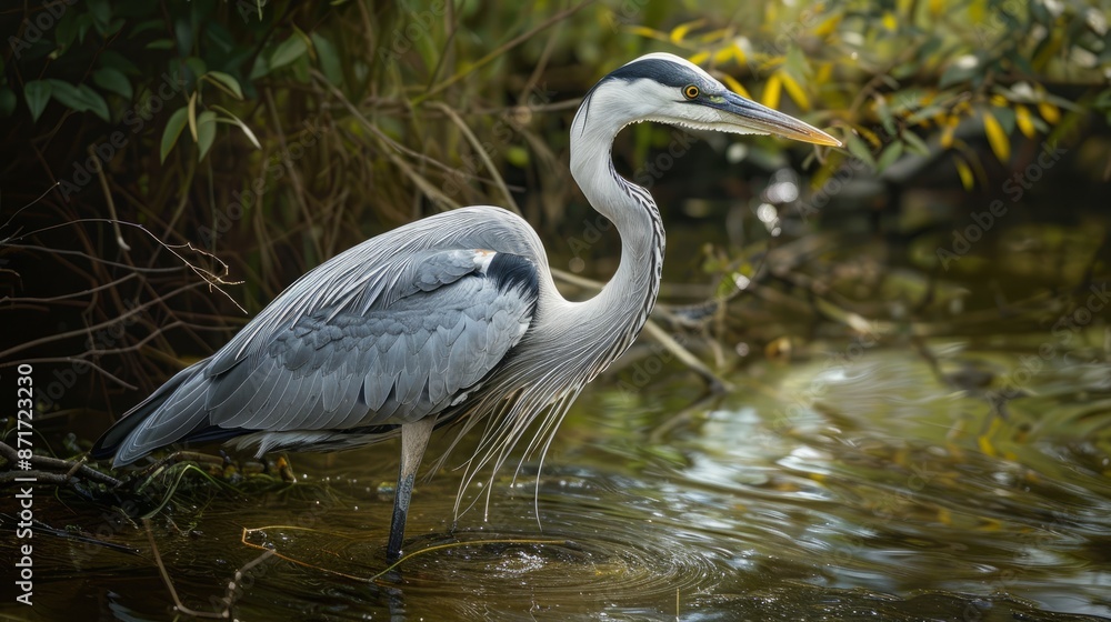 Grey heron standing in water Grey heron standing in water