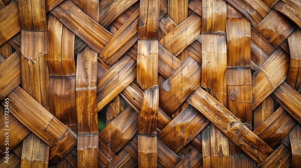 Fototapeta premium Thai Culture s Traditional Bamboo Weaving Pattern for Asian Handmade Texture