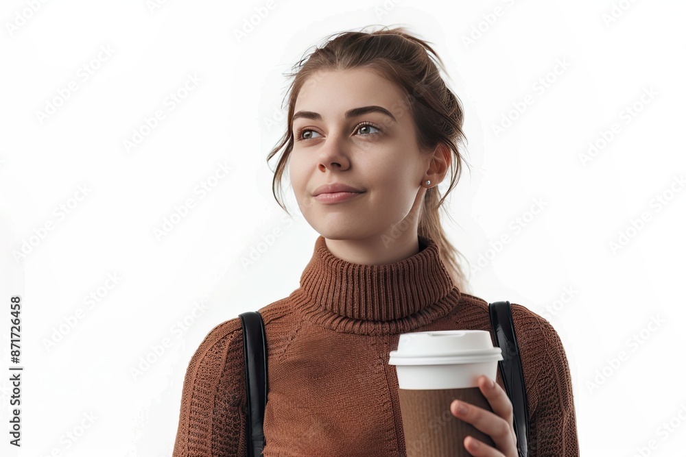 woman holding a takeaway cup of hot coffee woman holding a takeaway cup of hot coffee