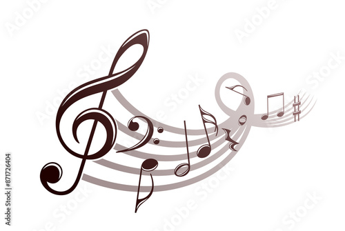The stylized symbol with music notes.