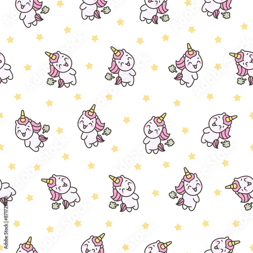 Cute and funny farting animals. Seamless pattern. Cartoon characters. Hand drawn style. Vector drawing. Design ornaments.