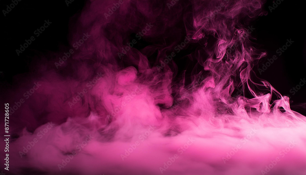 Neon pink thick smoke floating on black background Neon pink thick smoke floating on black background