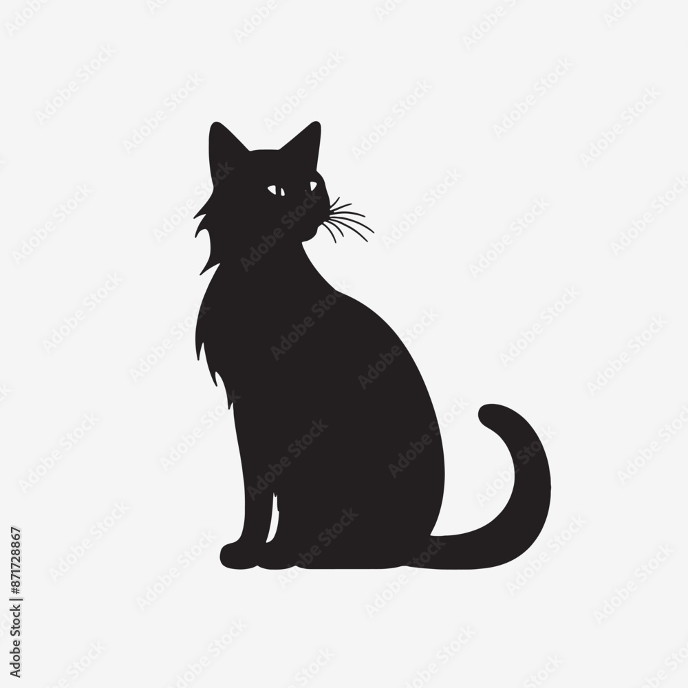 black silhouette of a cat simple illustration in white background black silhouette of a cat simple illustration in white background