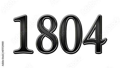 black metal 3d design of number 1804 on white background.