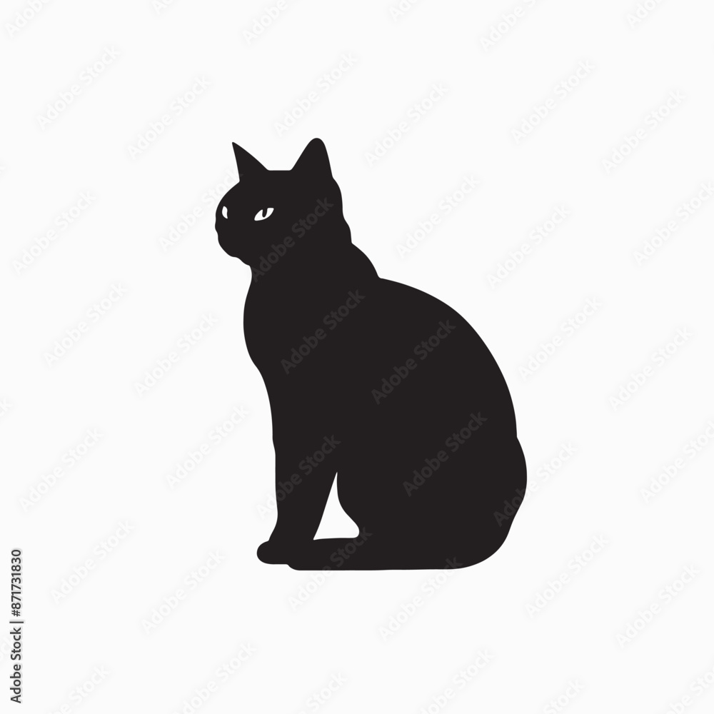 black silhouette of a cat simple illustration in white background black silhouette of a cat simple illustration in white background