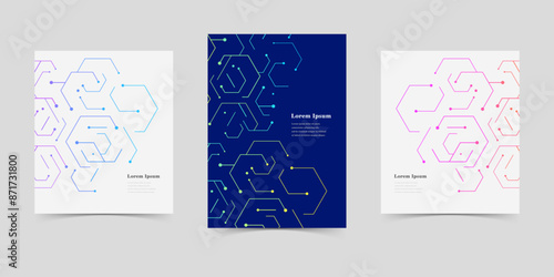 幾何学 抽象 六角形 科学 背景 カバー セット