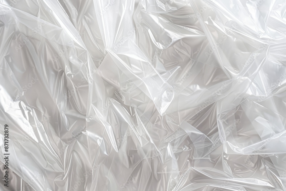 Obraz premium A transparent wrinkled plastic bag texture, macro, white background