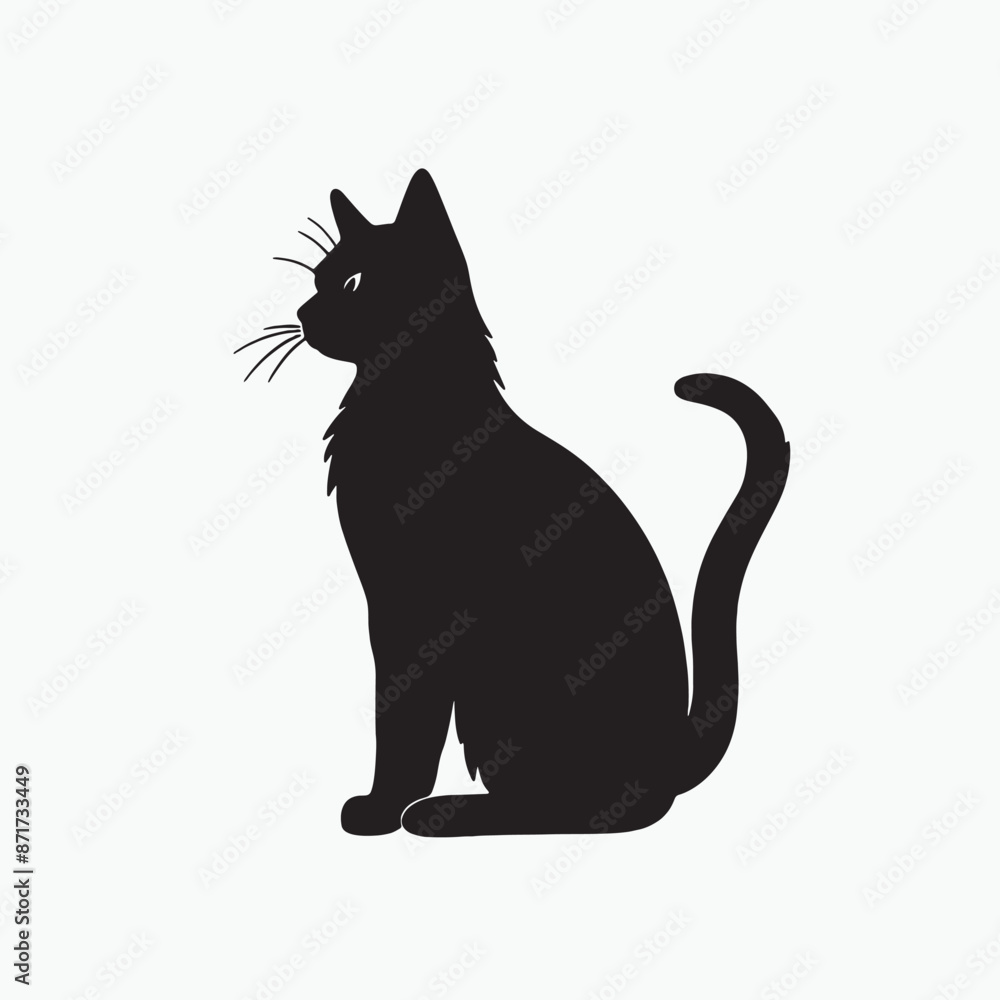 black silhouette of a cat simple illustration in white background black silhouette of a cat simple illustration in white background
