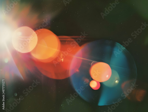 Fim Texture background, vintage and retro background, Dusty scratched textured background, Lens Flare Film Dust Overlay Effect, Vintage Abstract Bokeh, defocused Blur Reflection Bright Sunlights photo