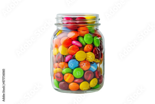 Jar Filled with Colorful Candy Coated Chocolates