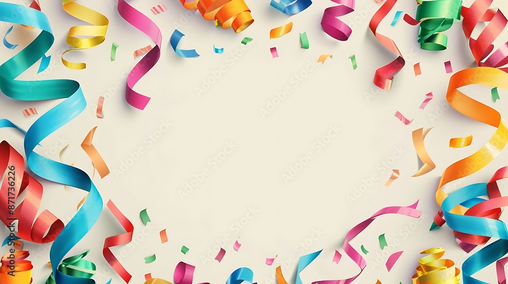 Party Invitation with Festive Streamers Party Invitation with Festive Streamers