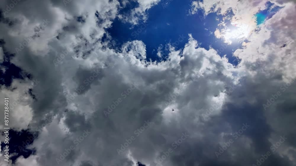 A bright blue sky with fluffy white clouds in Crimea, Russia. time lapse A bright blue sky with fluffy white clouds in Crimea, Russia. time lapse