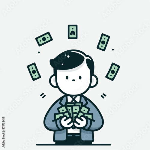 Vector image of a person holding a lot of money