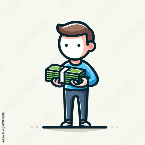 Vector image of a person holding a lot of money